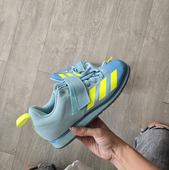 Adidas Powerlift Crossfit Box Shoes Blue Yellow Women 8.5 Workout Squat Sneakers - Picture 1 of 9